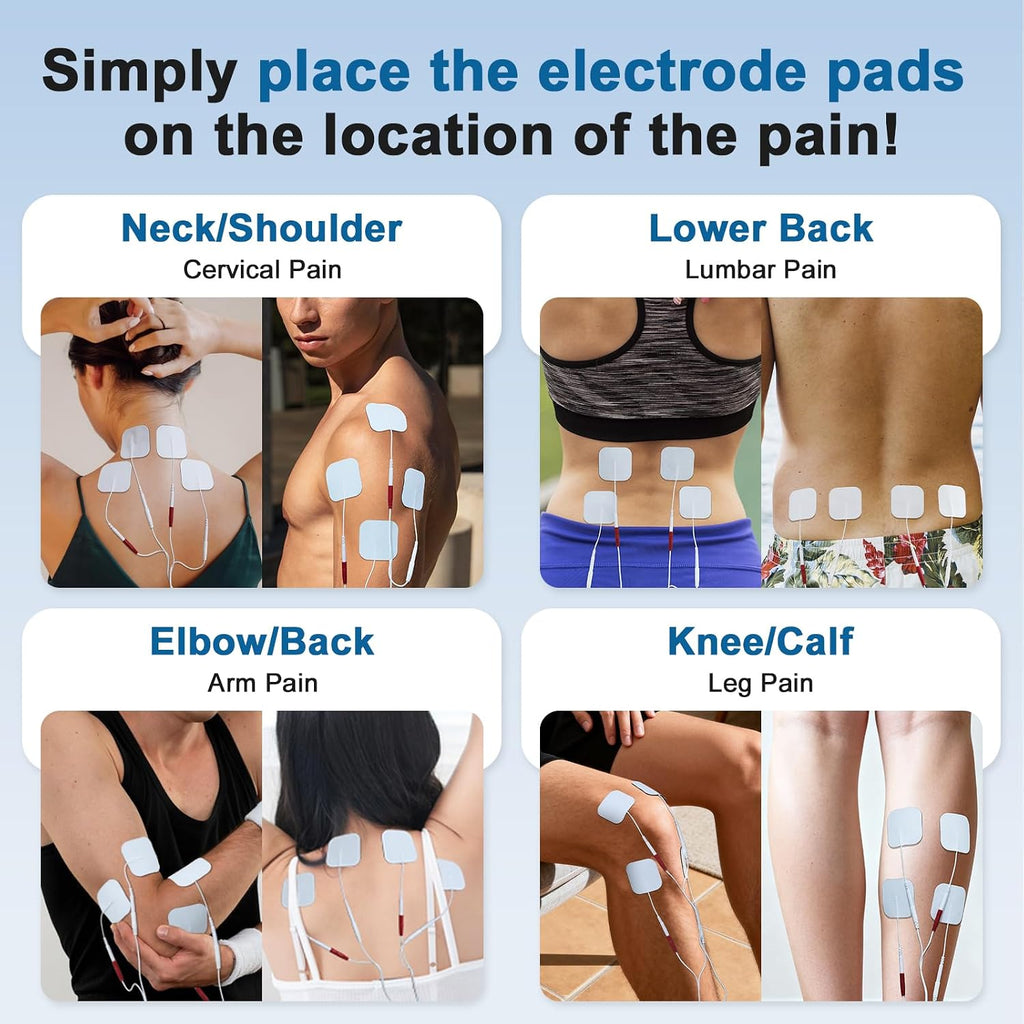 Electroestimulador TENS EMS Pro de 4 canales con pantalla digital a color
