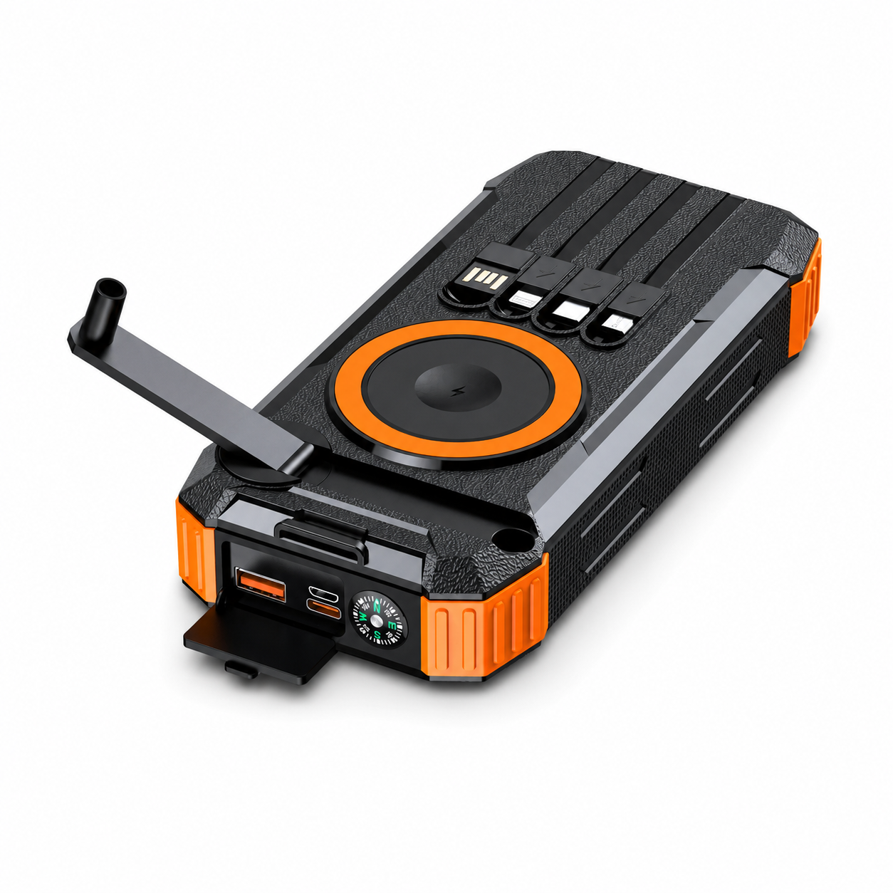 80000Mah Magnetic Wireless Power Bank Solar Hand Crank Portable Charger with LED Emergency Light for Iphone Apple Watch Airpod